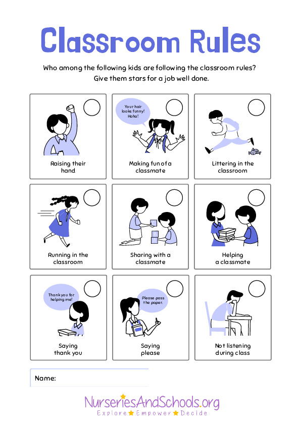 who is following classroom rules? - worksheet