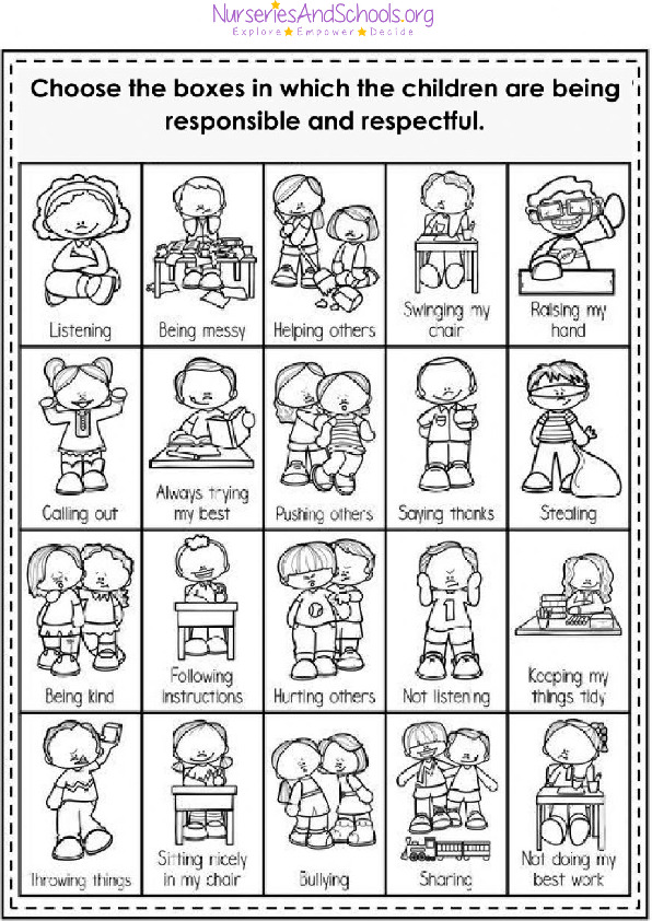 responsible / respectful -worksheet