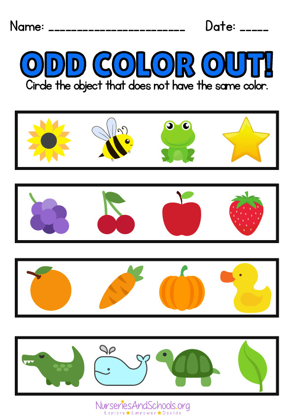 Odd One Out Color Sorting Activity