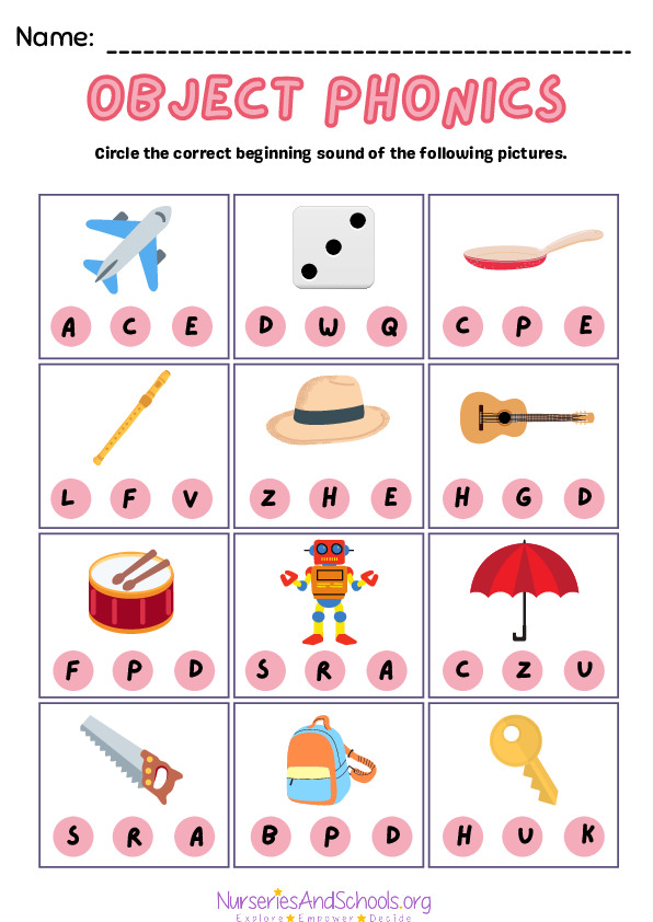 Object Phonics Activity Worksheet