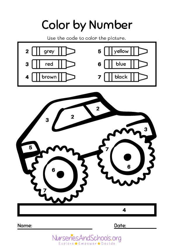 Colour by number - worksheet