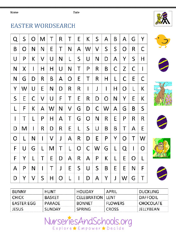 Easter word search - worksheet