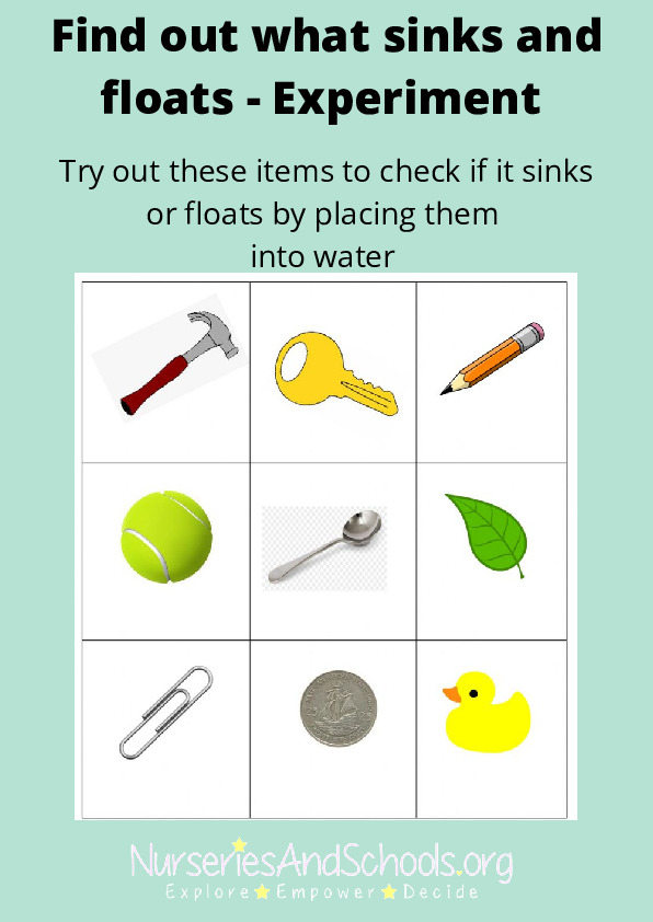 Find out what sinks and floats - Experiment worksheet