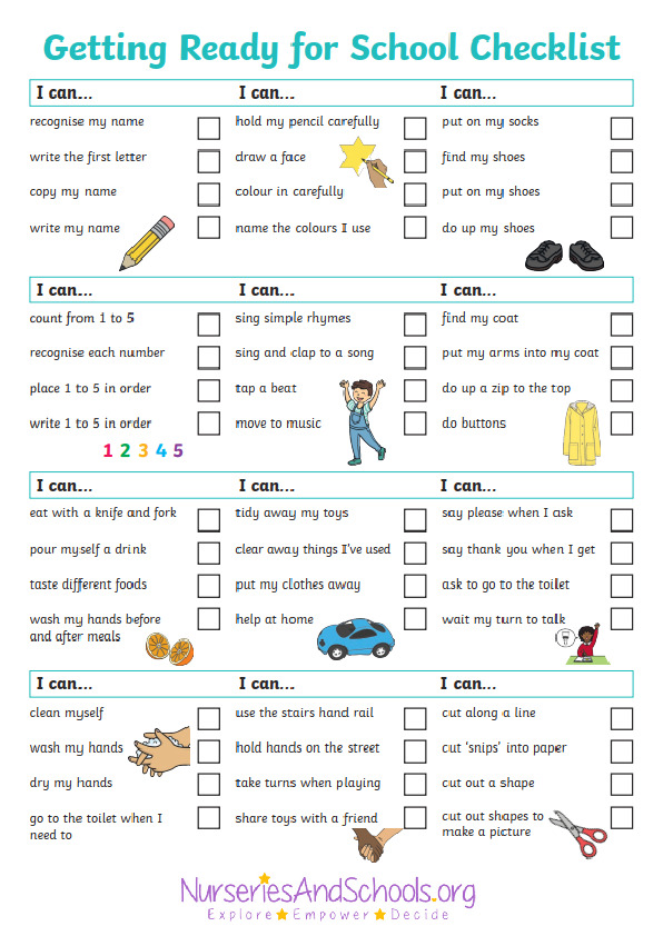 Getting ready for school - Checklist