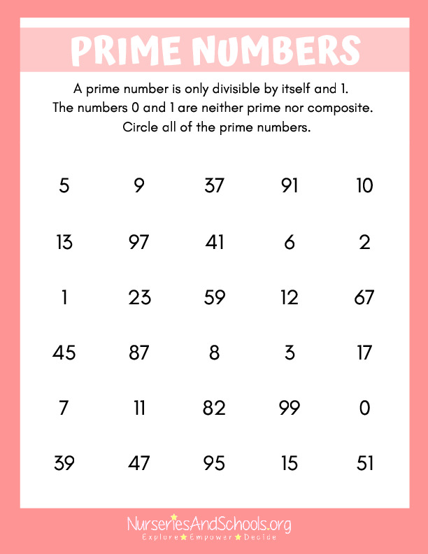 Prime Numbers Math Worksheet - KS2