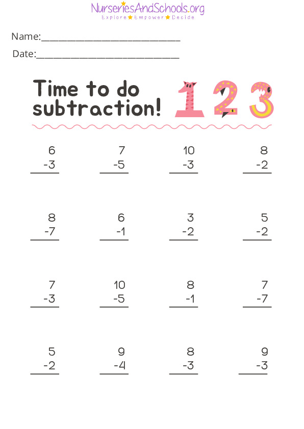 Maths KS2 subtraction worksheet