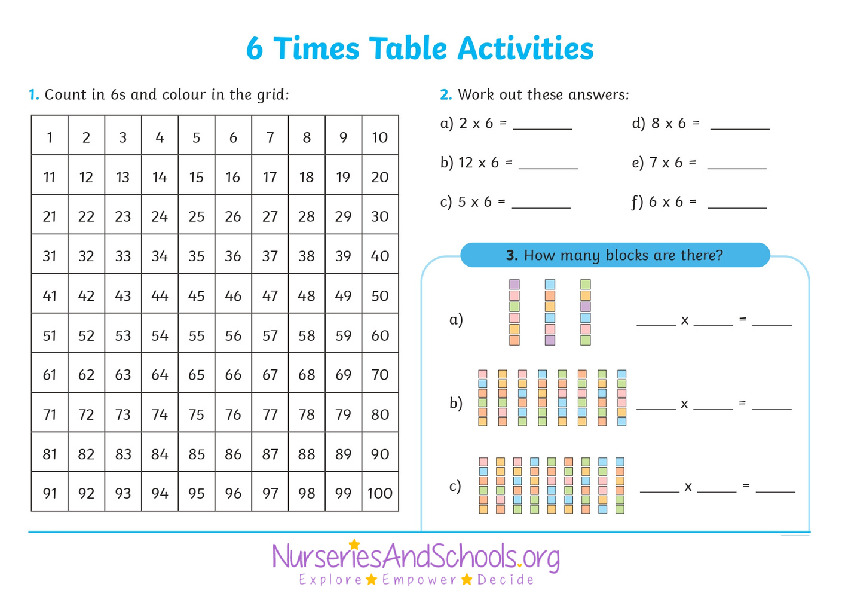 6 times tables - KS2 worksheet