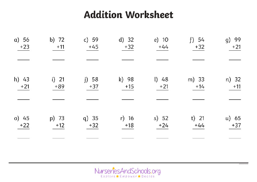 2 digit addition - KS2 Worksheet