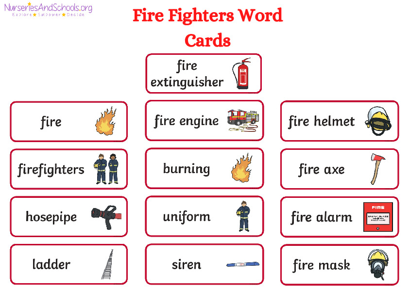 Fire Fighters Word Cards - KS2