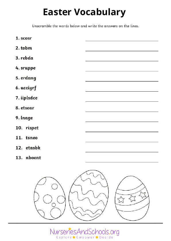 Easter Vocabulary worksheet with answers - KS2