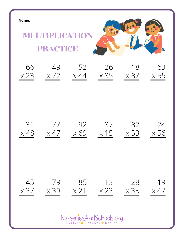 Double Digit Multiplication Worksheet - KS2