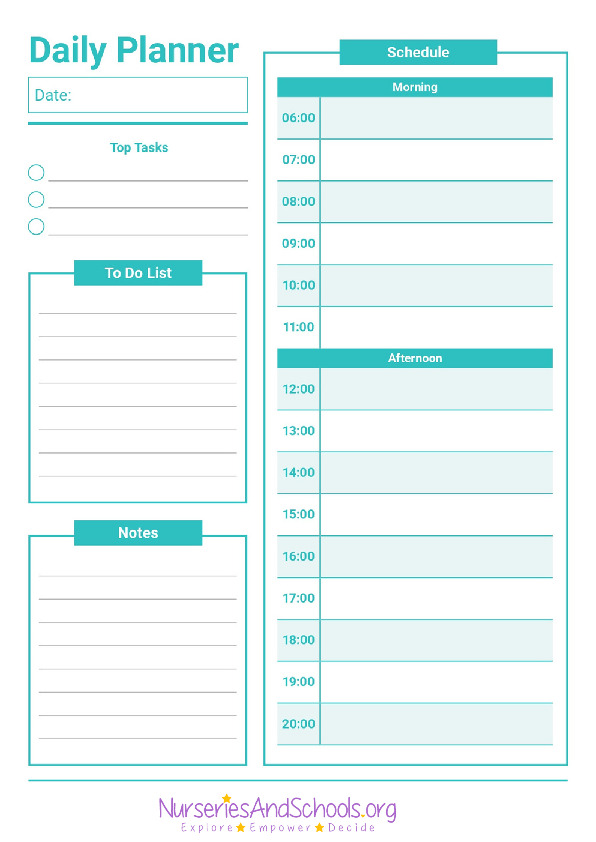 Daily planner template
