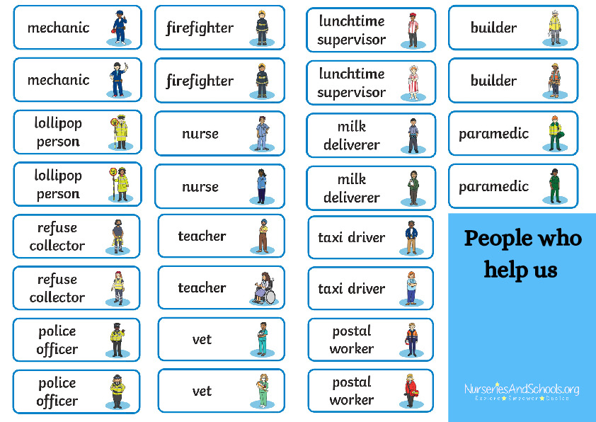 People who help us - Flashcards