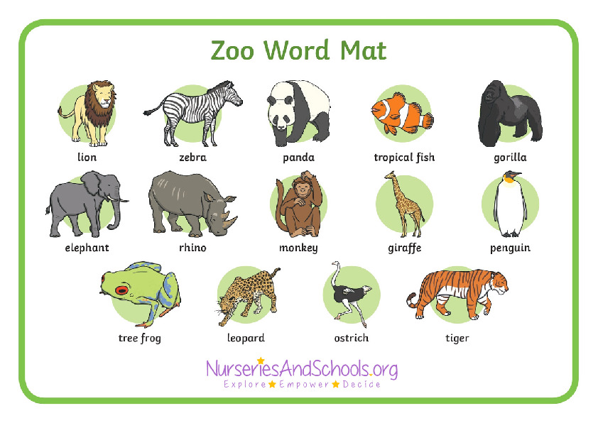 Zoo word mat - SEN