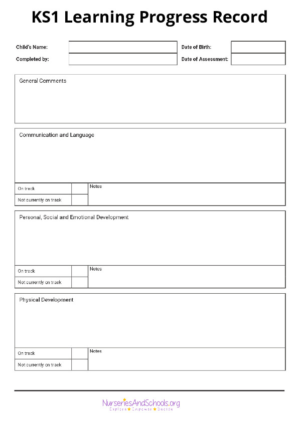 KS1 Learning Progress Record