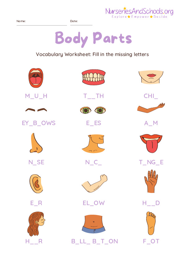 Vocabulary Body Parts worksheet
