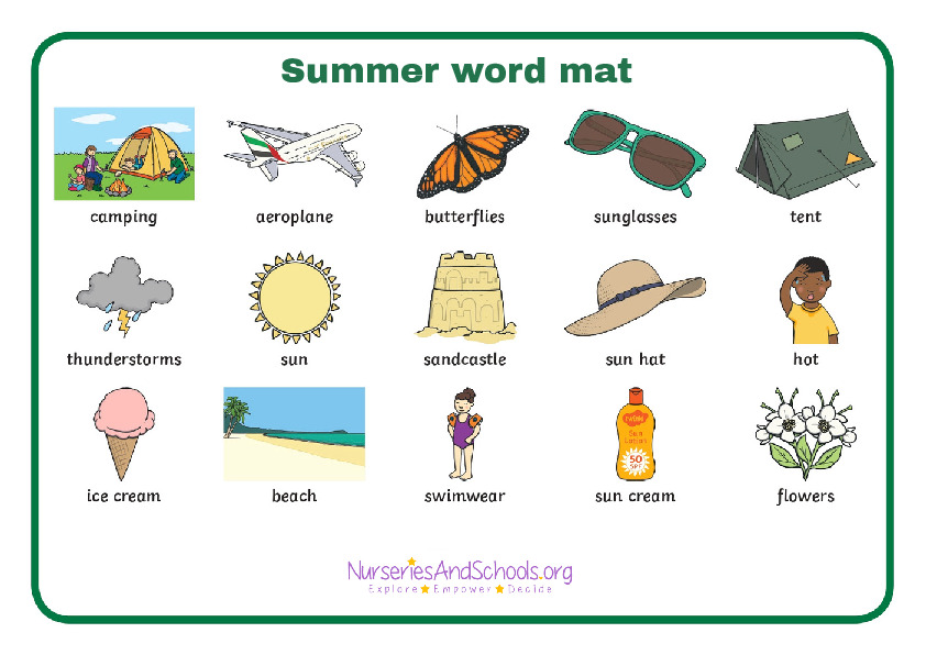 Summer word mat