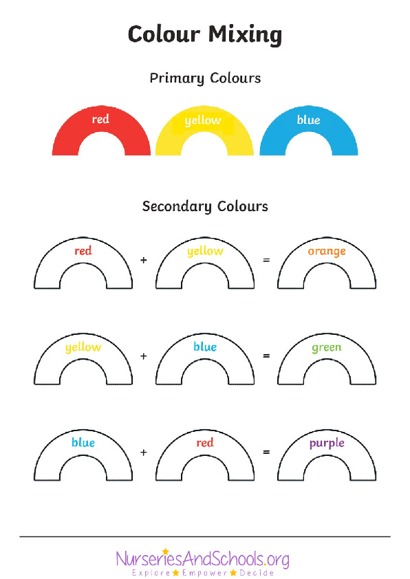 Colour mixing worksheet