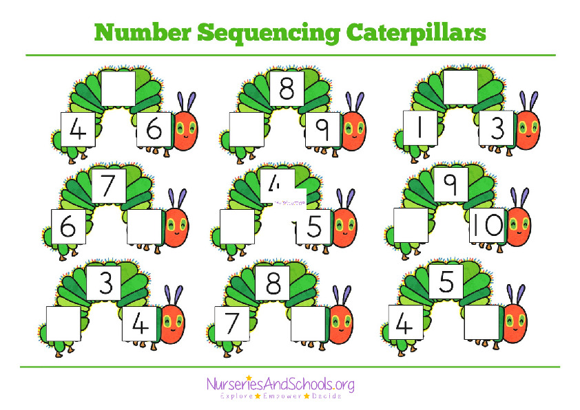Number sequencing caterpillars