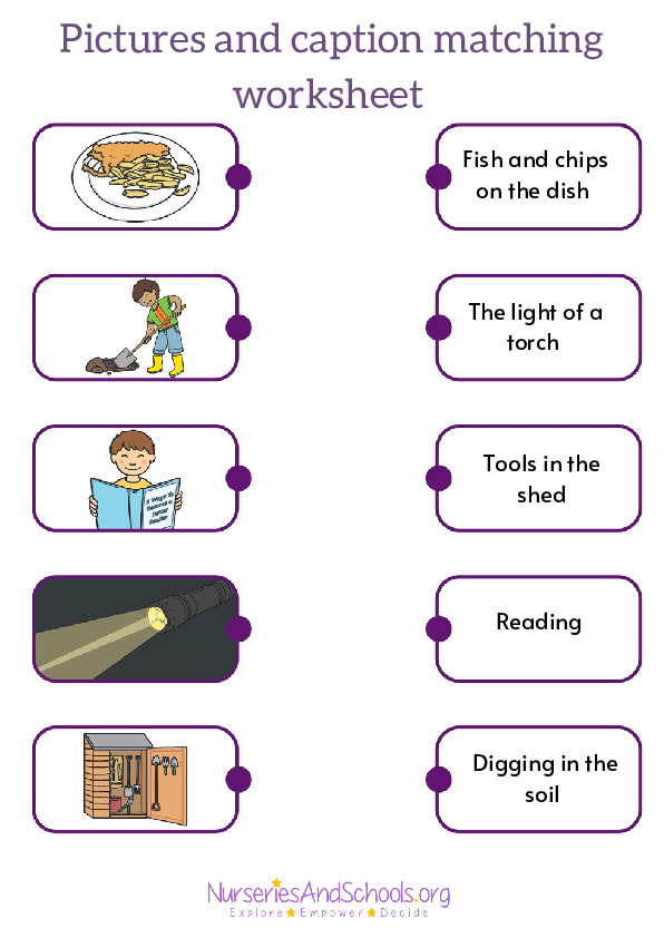 Pictures and caption matching worksheet