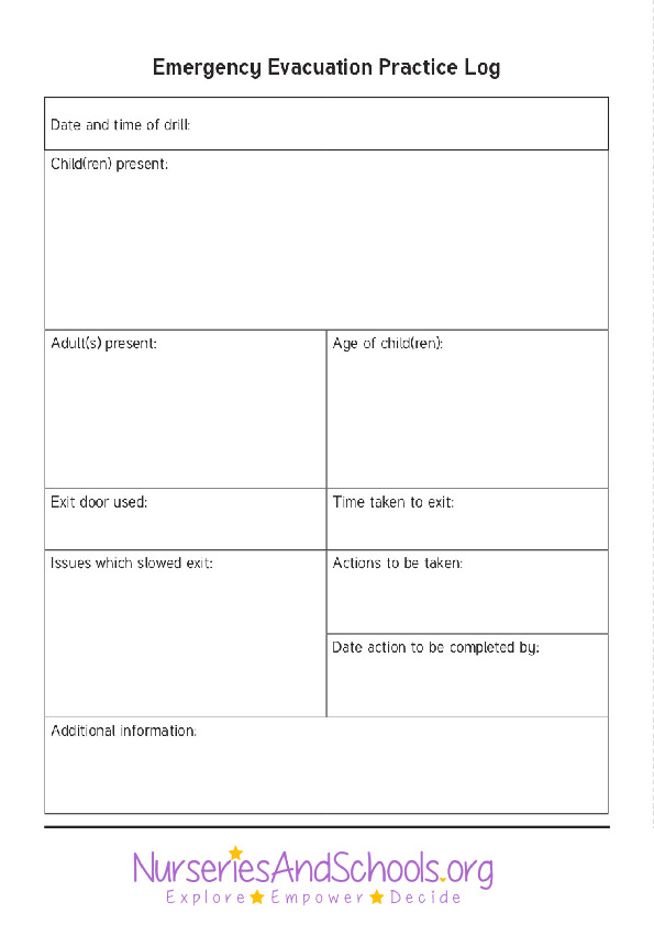 Emergency evacuation practice log