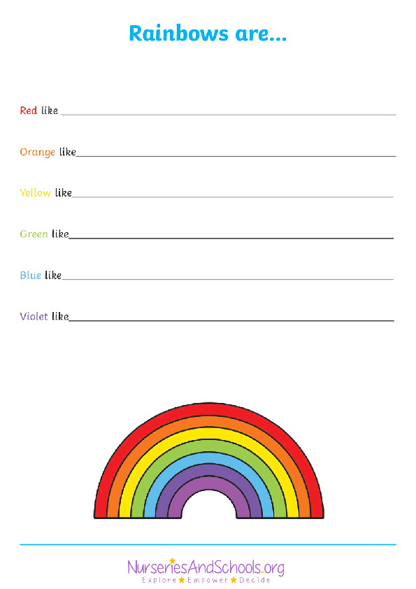 Colours of the Rainbow Writing Worksheet