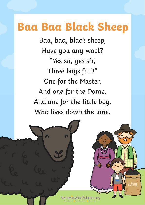 Baa Baa black sheep poem
