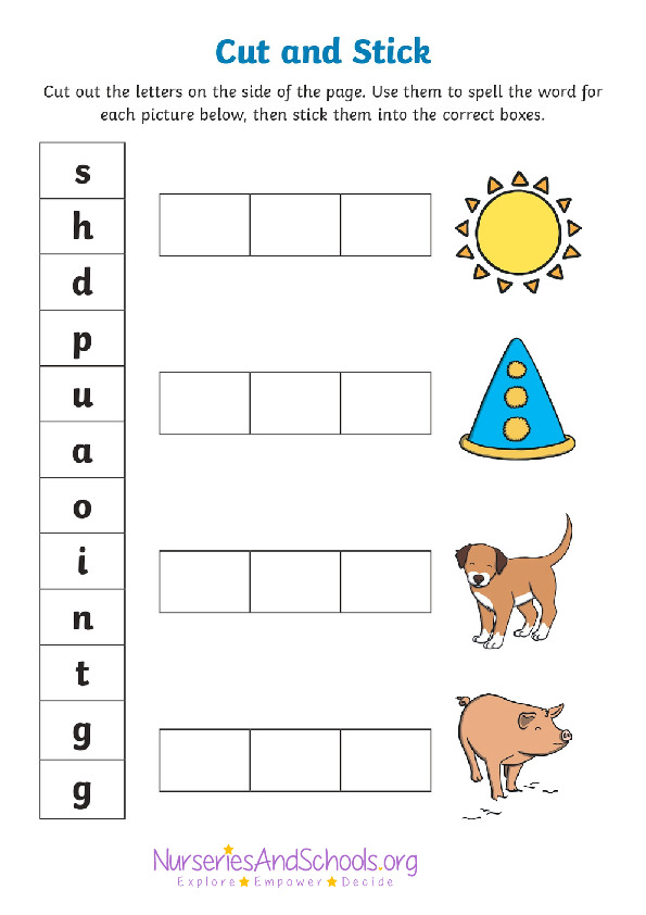 Cut and Stick - word spellings