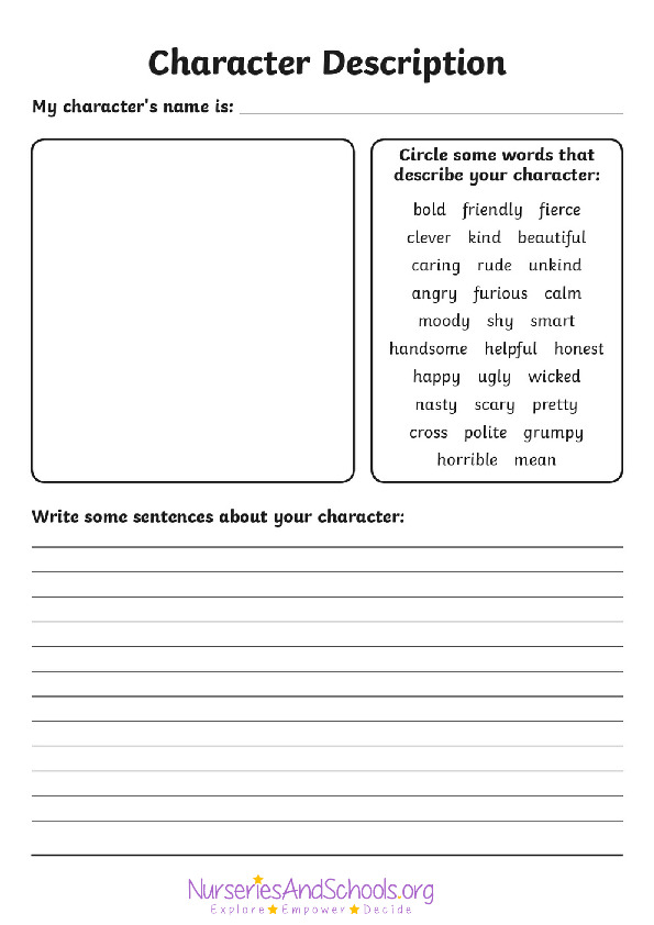 Character description - English words