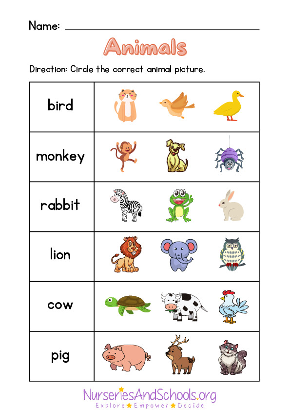 Animals - Circle the correct animal picture