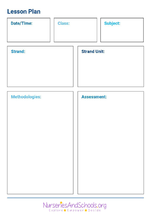 lesson planning template - teachers