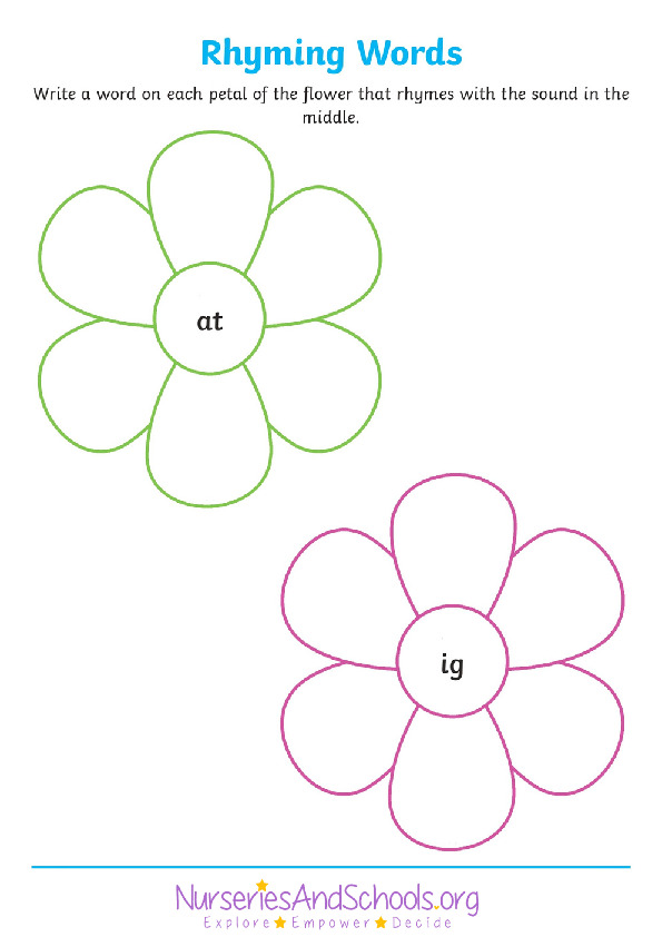 Write a word on each petal - rhyming words