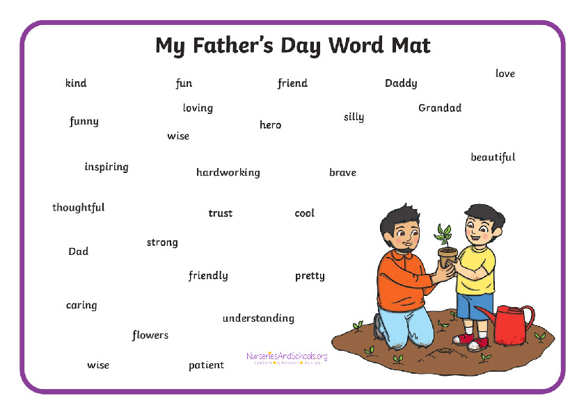 Fathers day word mat