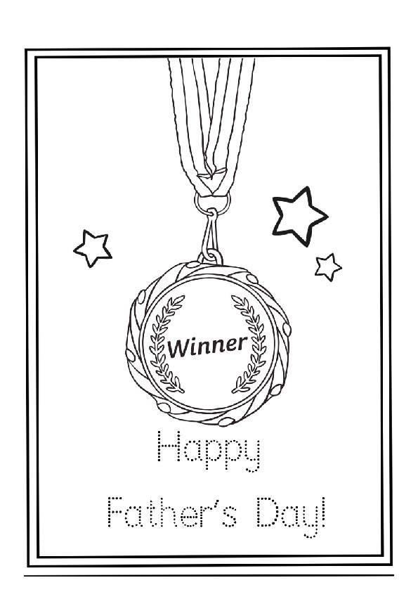 Fathers day medal card - Colouring