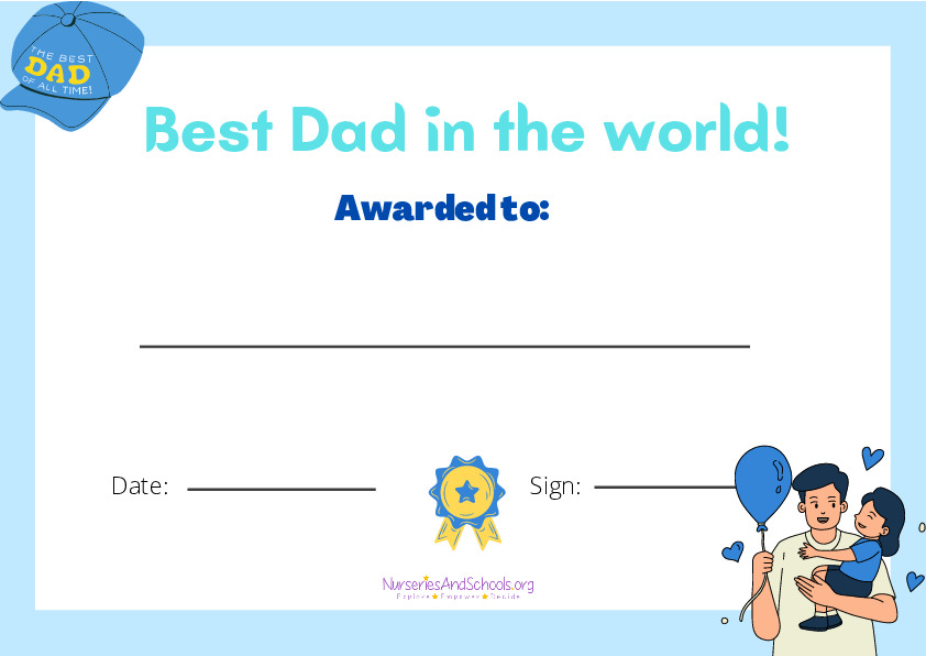 Best Dad in the world certificate