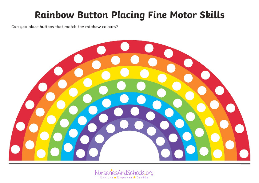 Rainbow button placing fine motor skills