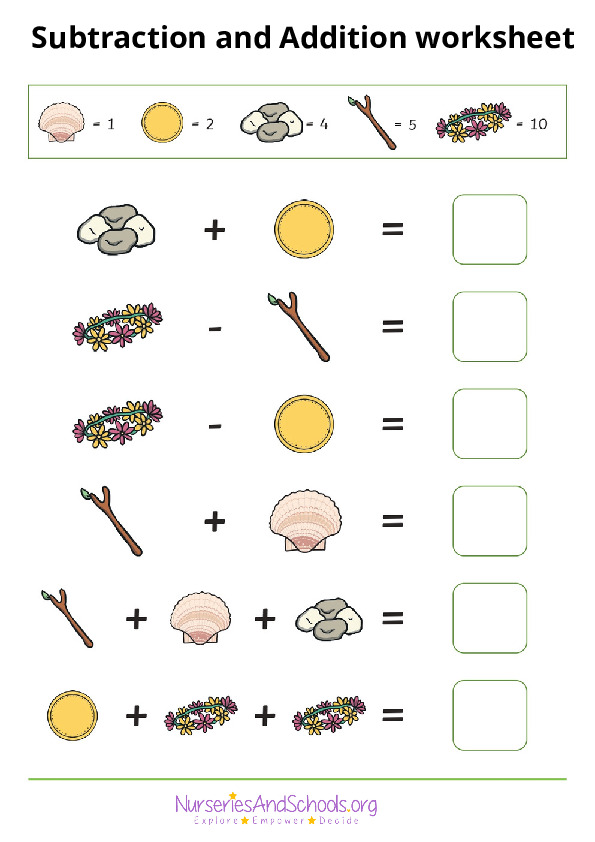 Subtraction and Addition worksheet