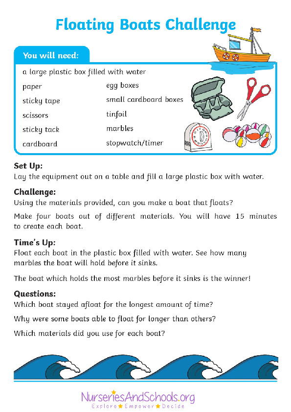 Floating boats challenge experiments