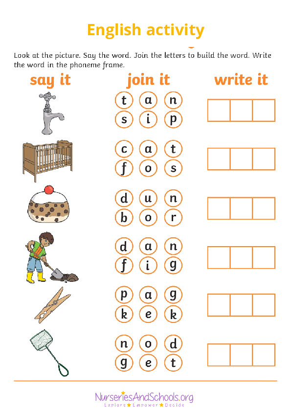 Nursery English activity worksheet