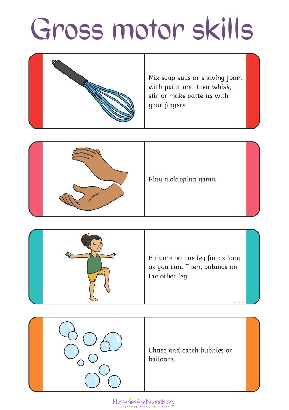 Gross motor skills four tasks
