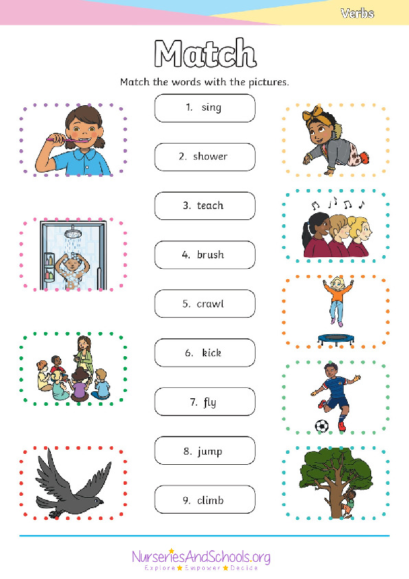 Match the verbs with the pictures