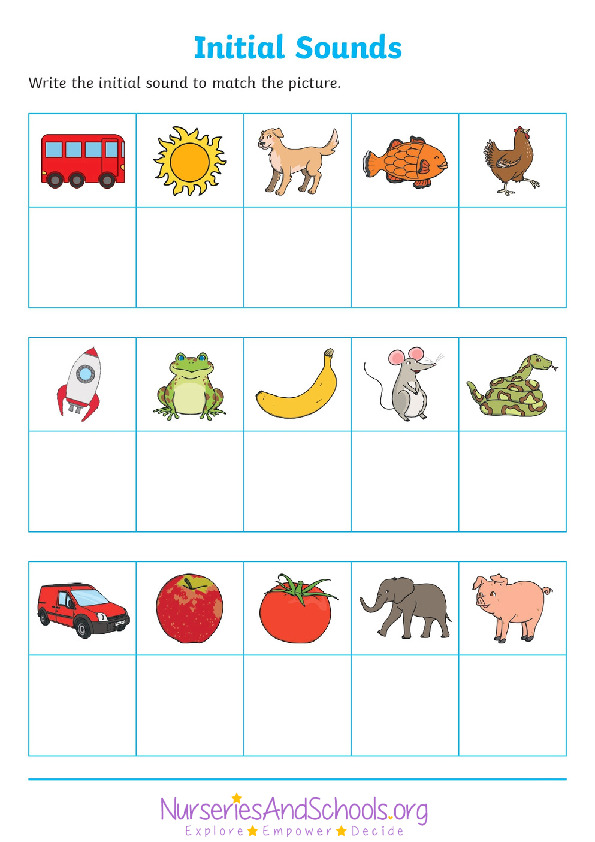 Initial sounds - Phonics - write the initial