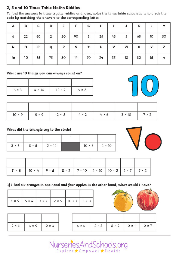 Maths table riddles