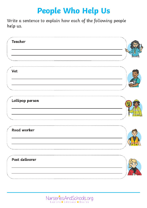 People who help us - Writing activity