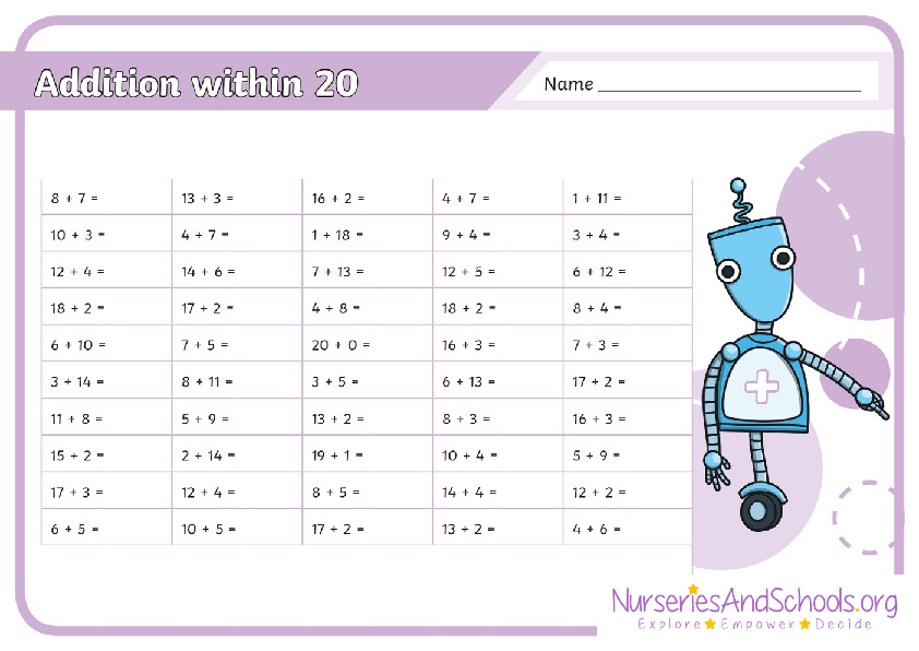 Addition within 20