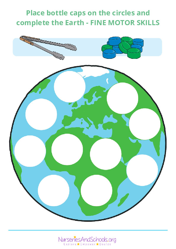 Fine motor skills - place bottle caps