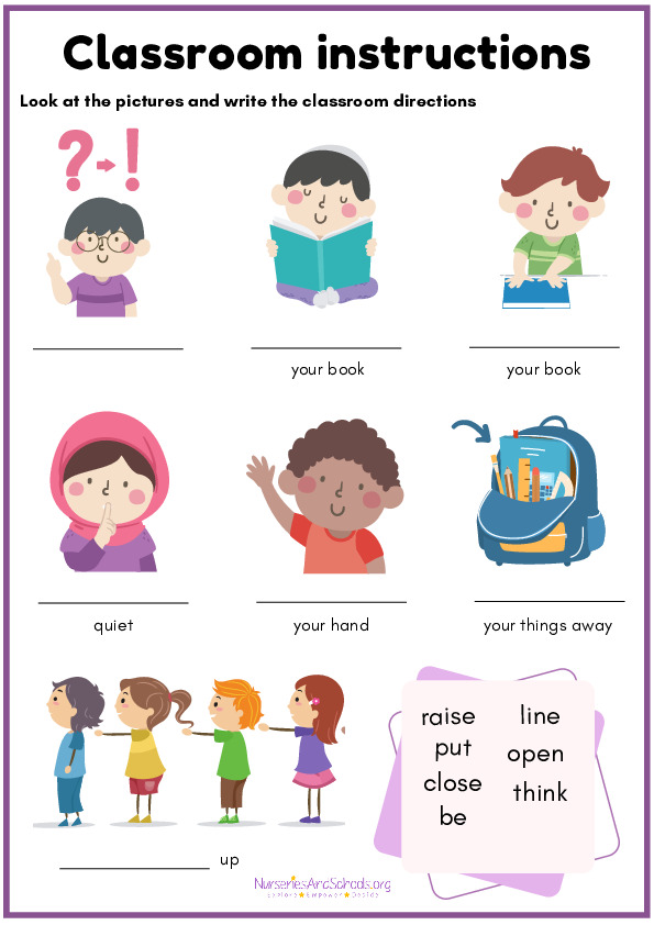 Classroom instructions - fill in the blanks