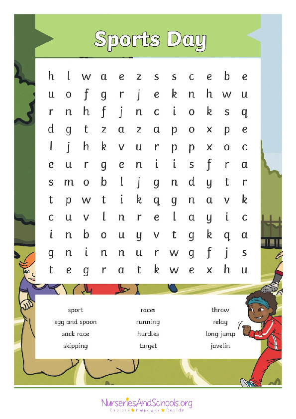 Sports day word search