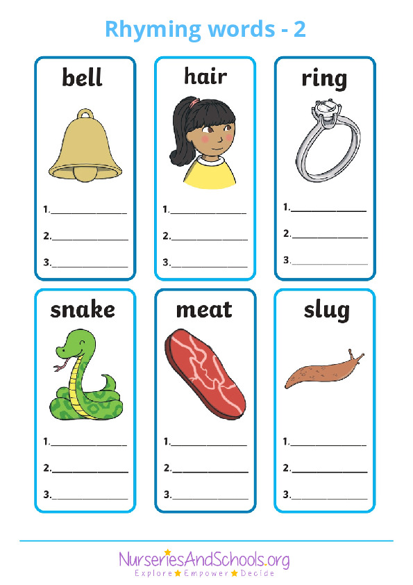Name Three rhyming words - 2