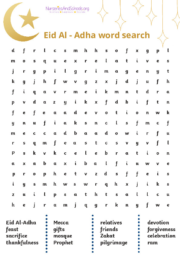 Eid Al - Adha word search